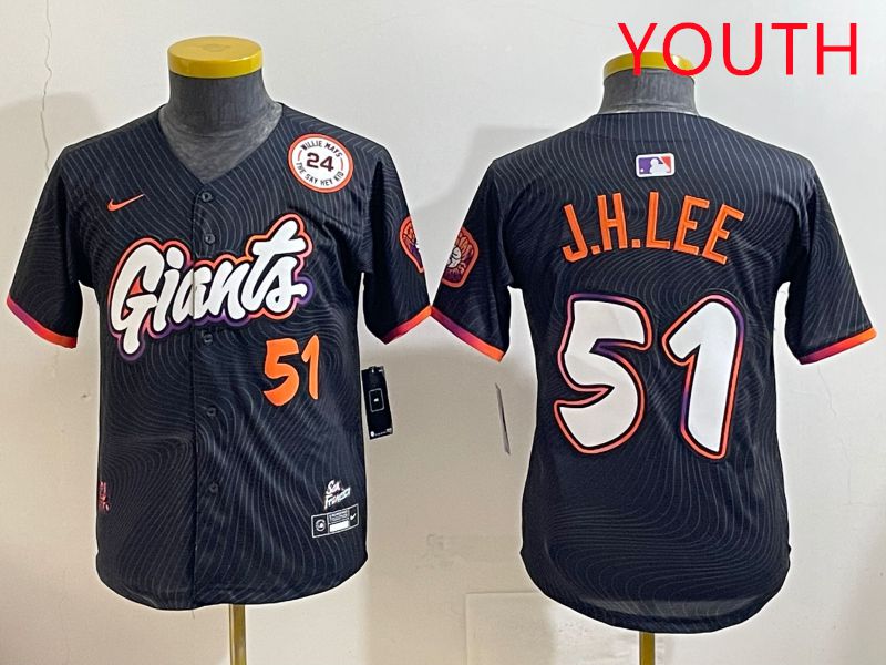 Youth San Francisco Giants #51 J.H.Lee Black Joint Name 2025 Nike MLB Jersey style 7